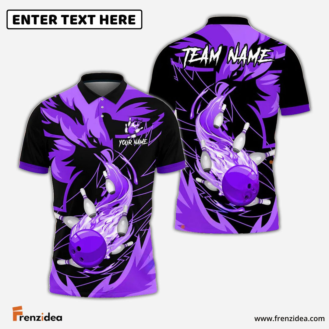 Frenzidea Bowling And Pins Fire Phoenix Customized Name 3D Shirt (4 Colors)