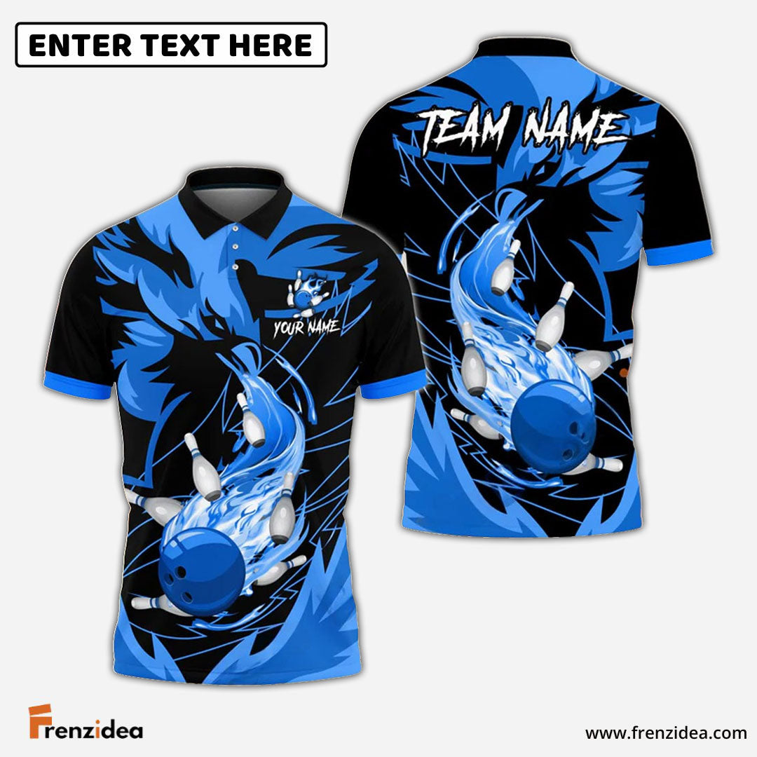 Frenzidea Bowling And Pins Fire Phoenix Customized Name 3D Shirt (4 Colors)