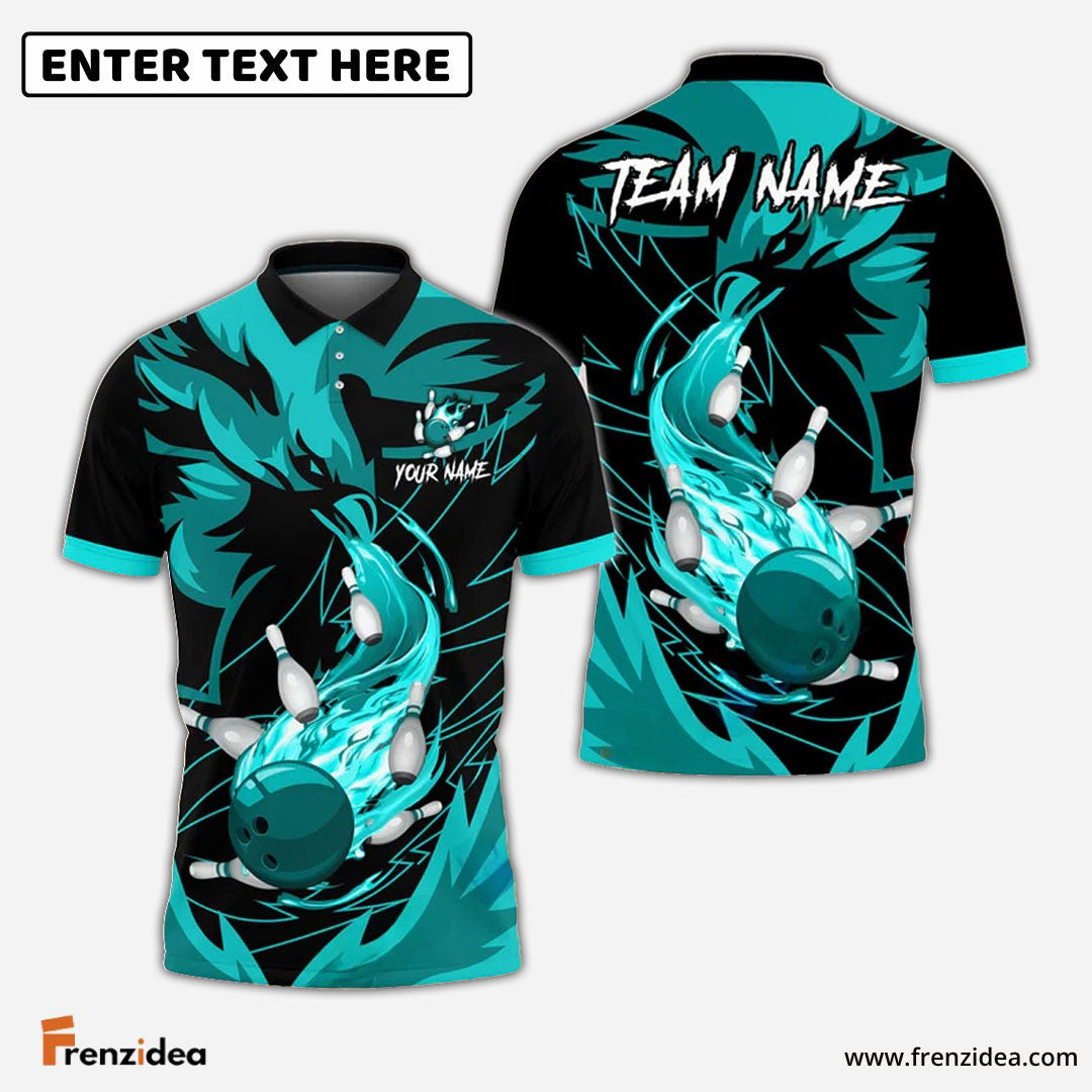 Frenzidea Bowling And Pins Fire Phoenix Customized Name 3D Shirt (4 Colors)