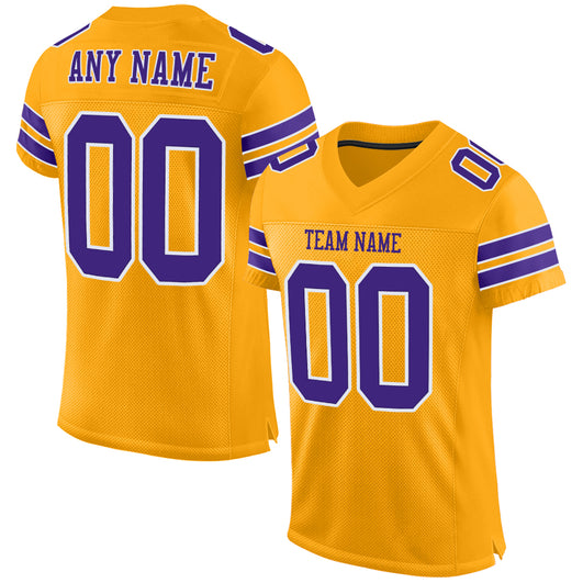 Frenzidea Custom Gold Purple-White Mesh Authentic Football Jersey