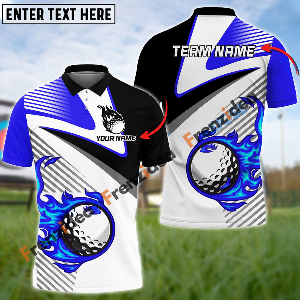 Frenzidea Fire Golf Ball Line Pattern Customized Name, Team Name 3D Shirts (4 Colors)