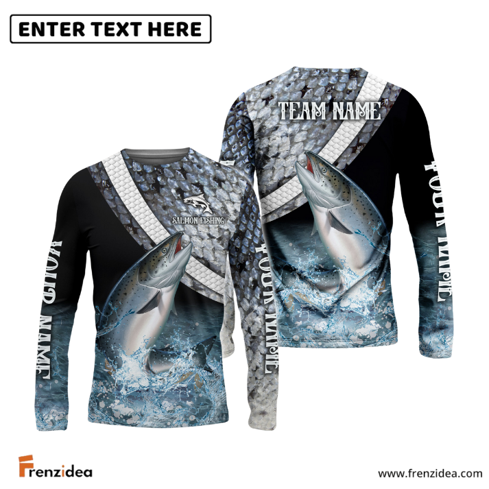 Frenzidea Salmon Fishing Skin Water Custom Name & Team Name 3D Shirts