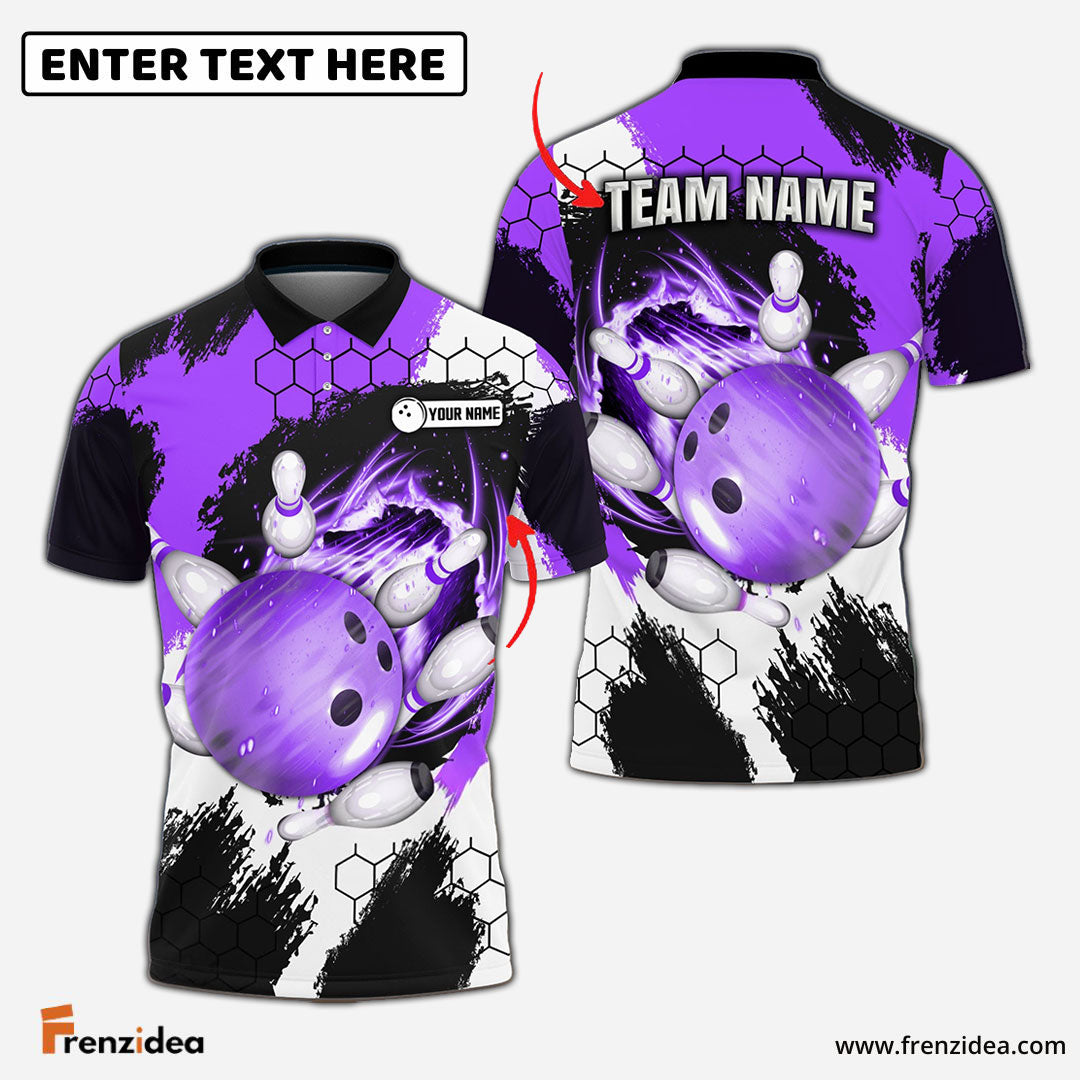Frenzidea Bowling and Pins Colorful Break Personalized Name Team Name 3D Shirt (4 Colors)