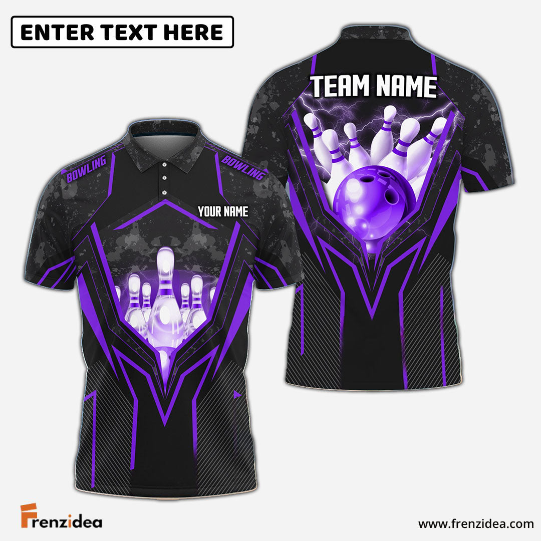 Frenzidea Super Thunder Bowling And Pins Break Multicolor Customized Name 3D Shirt