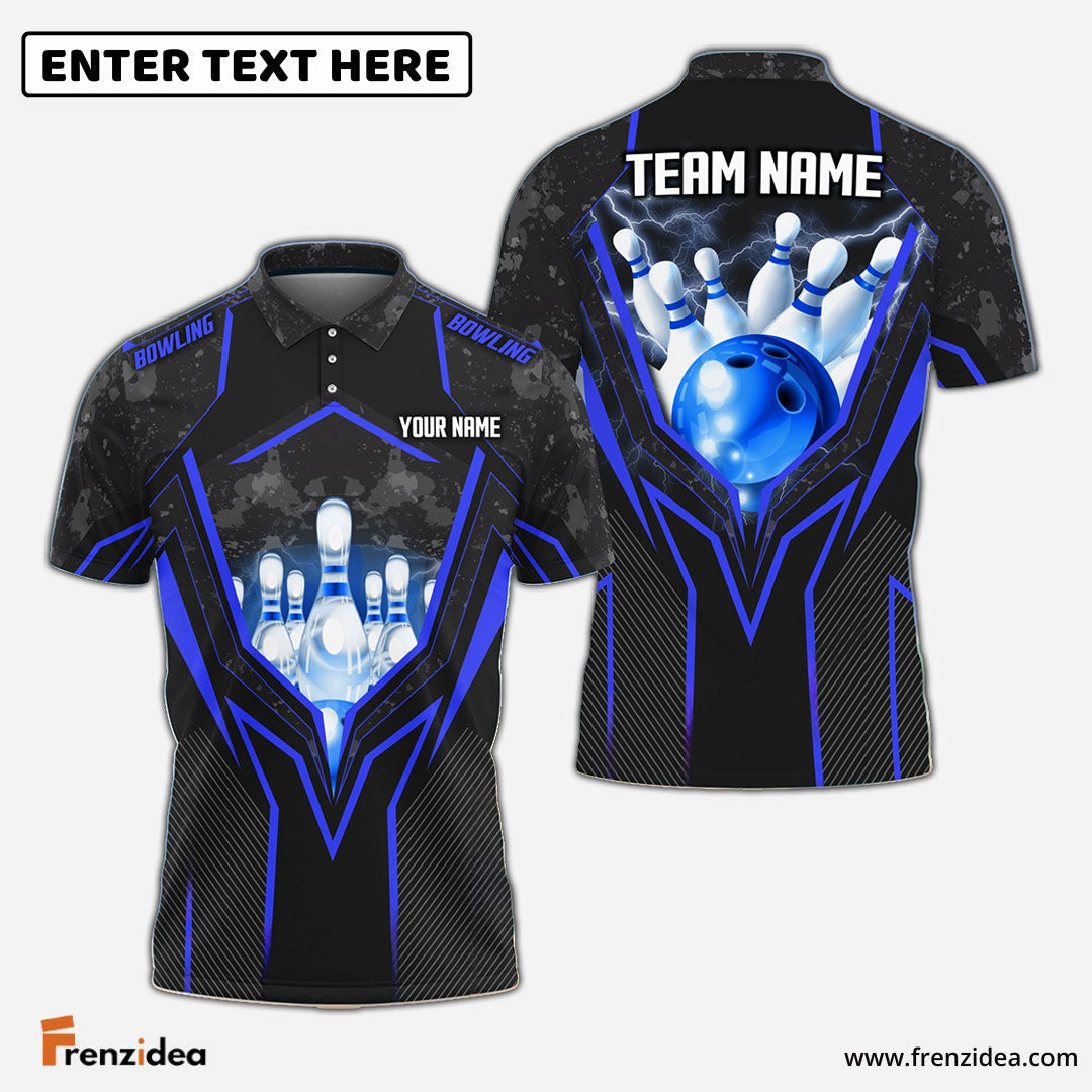 Frenzidea Super Thunder Bowling And Pins Break Multicolor Customized Name 3D Shirt