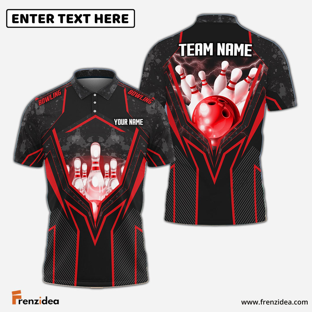 Frenzidea Super Thunder Bowling And Pins Break Multicolor Customized Name 3D Shirt