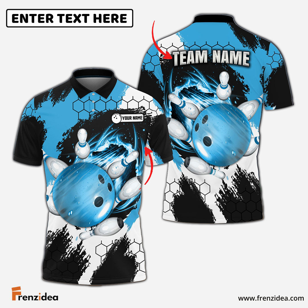 Frenzidea Bowling and Pins Colorful Break Personalized Name Team Name 3D Shirt (4 Colors)
