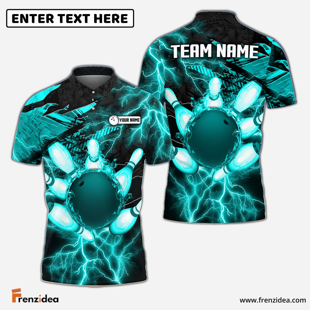 Frenzidea Thunder Power Bowling And Pins Personalized Name Team Name 3D Shirt