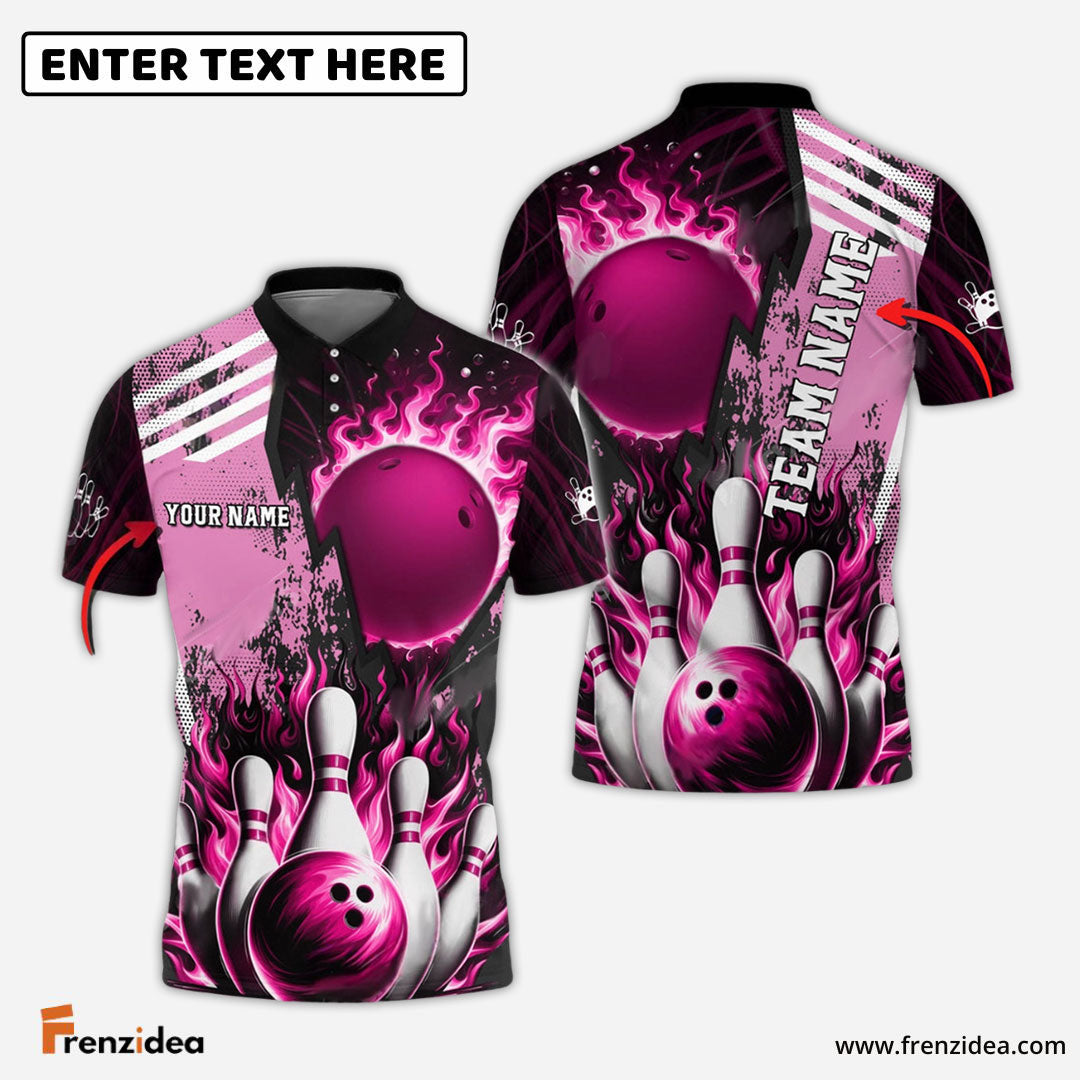 Frenzidea Bowling And Pins Solar Heat Customized Name 3D Shirt ( 6 Colors)