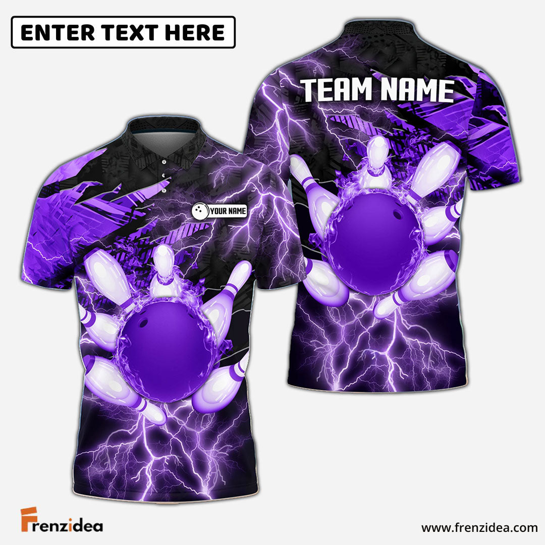 Frenzidea Thunder Power Bowling And Pins Personalized Name Team Name 3D Shirt