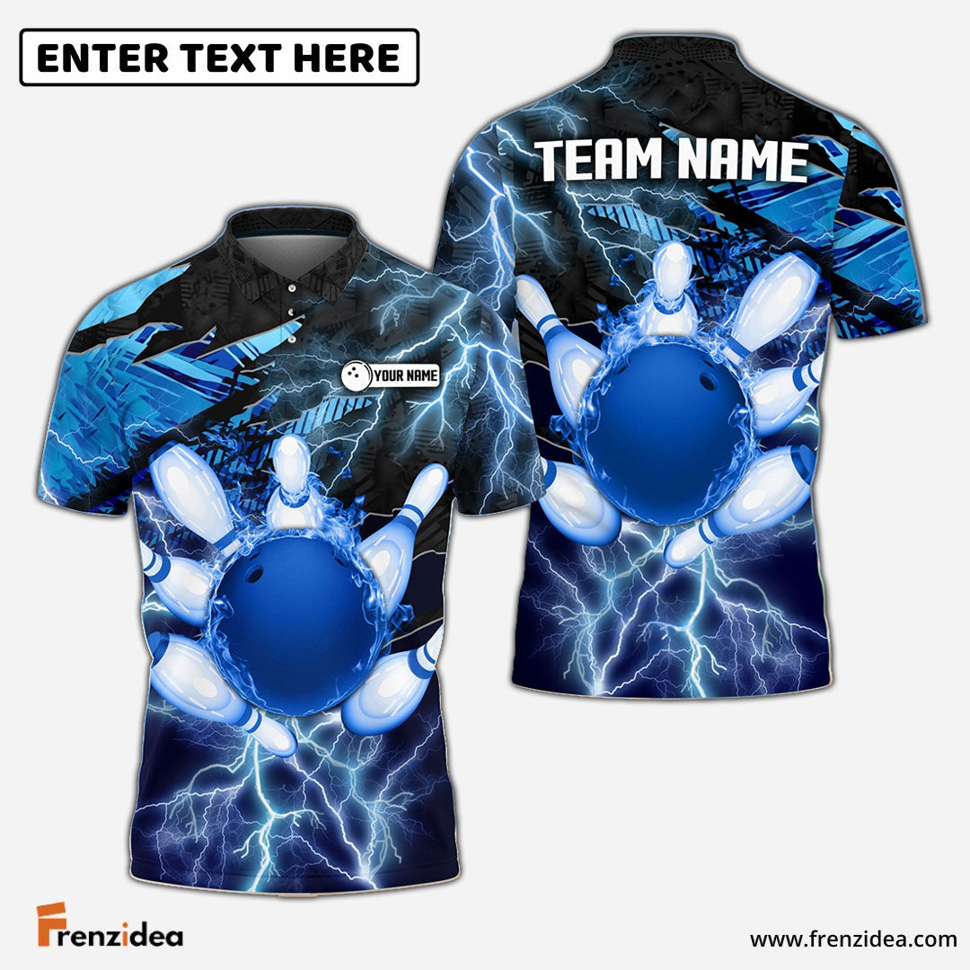 Frenzidea Thunder Power Bowling And Pins Personalized Name Team Name 3D Shirt
