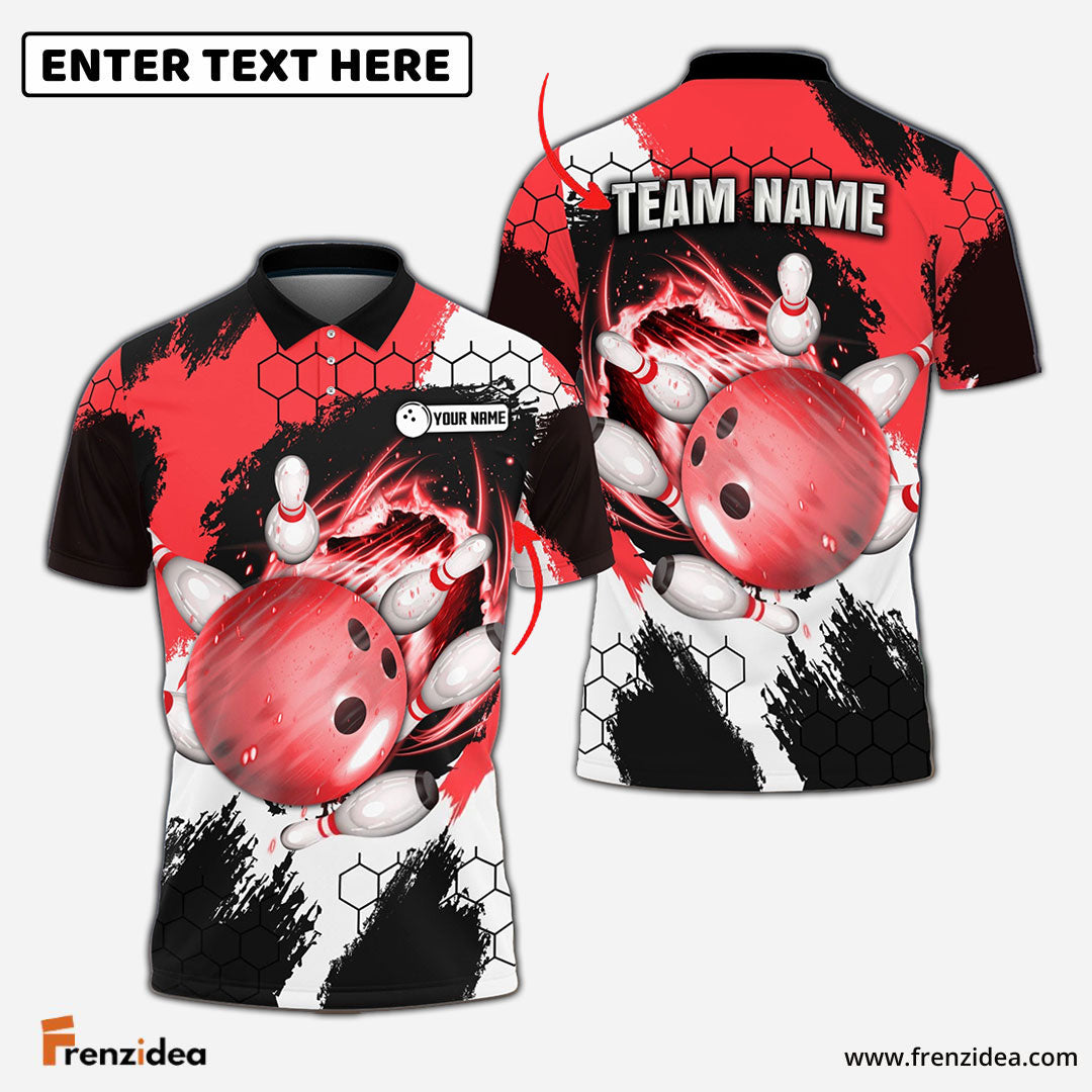 Frenzidea Bowling and Pins Colorful Break Personalized Name Team Name 3D Shirt (4 Colors)