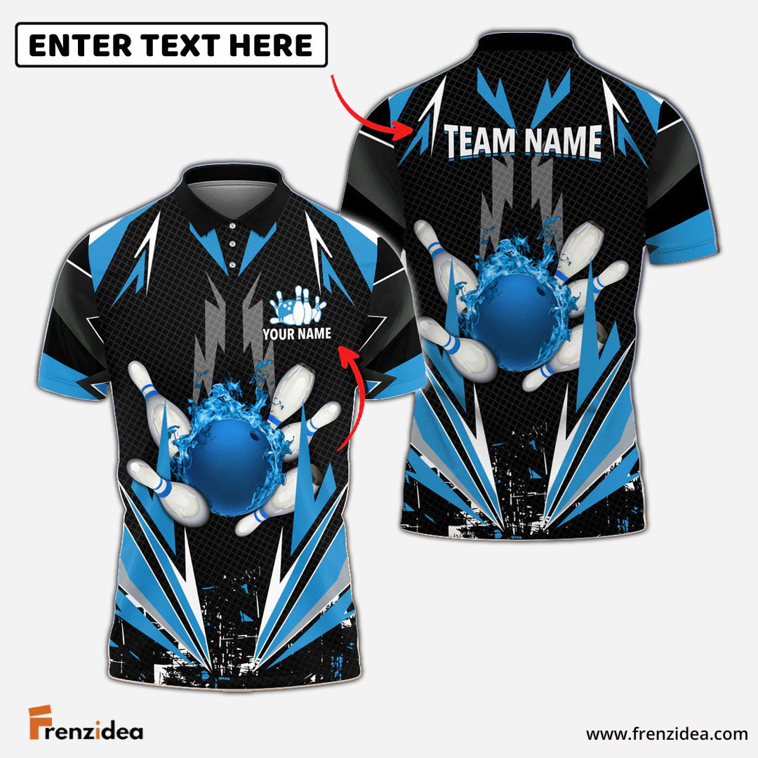 Frenzidea Bowling And Pins Thunder Pattern Multicolor Personalized Name 3D Shirt