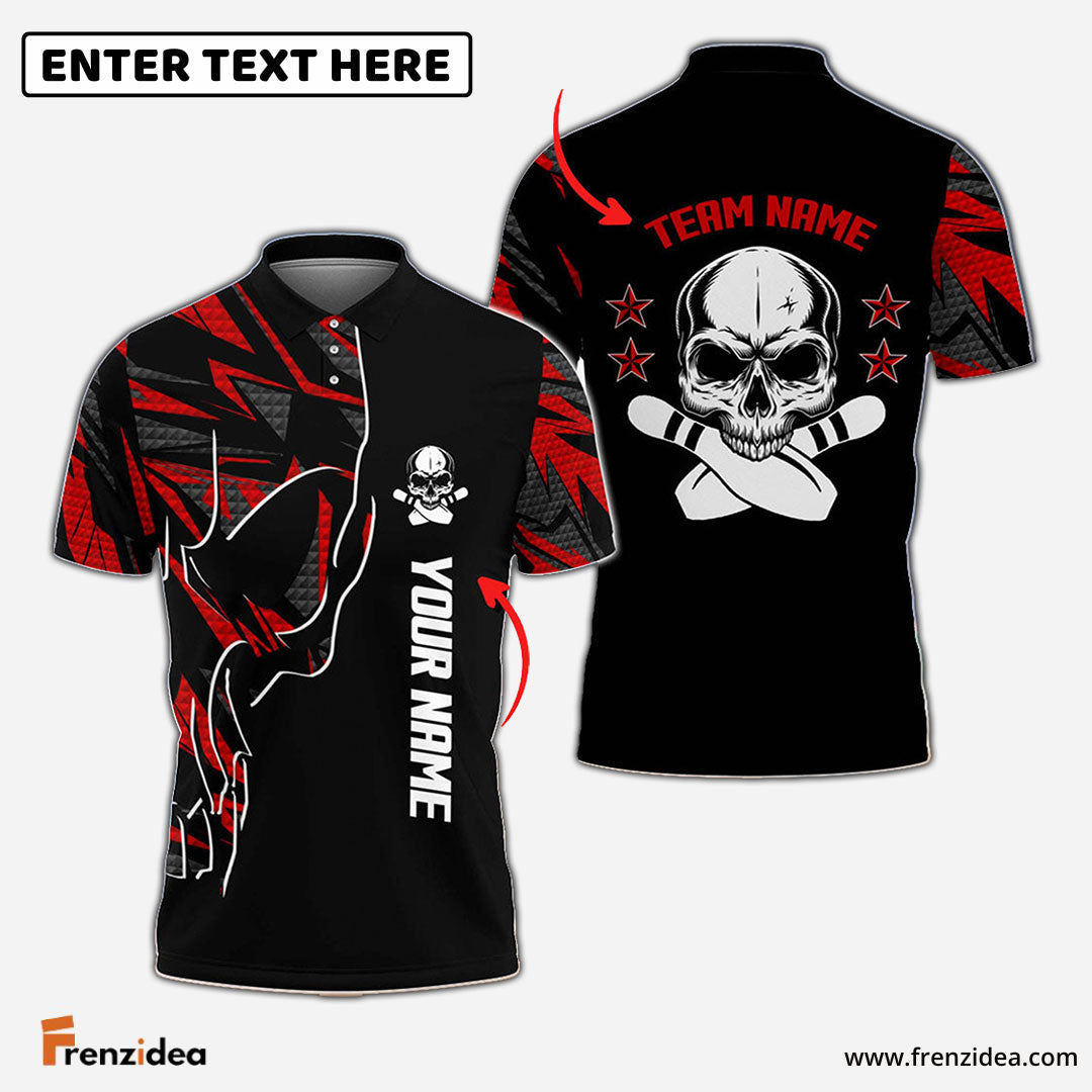 Frenzidea Skull Bowling and Pins Multicolor Personalized Name Team Name 3D Shirt