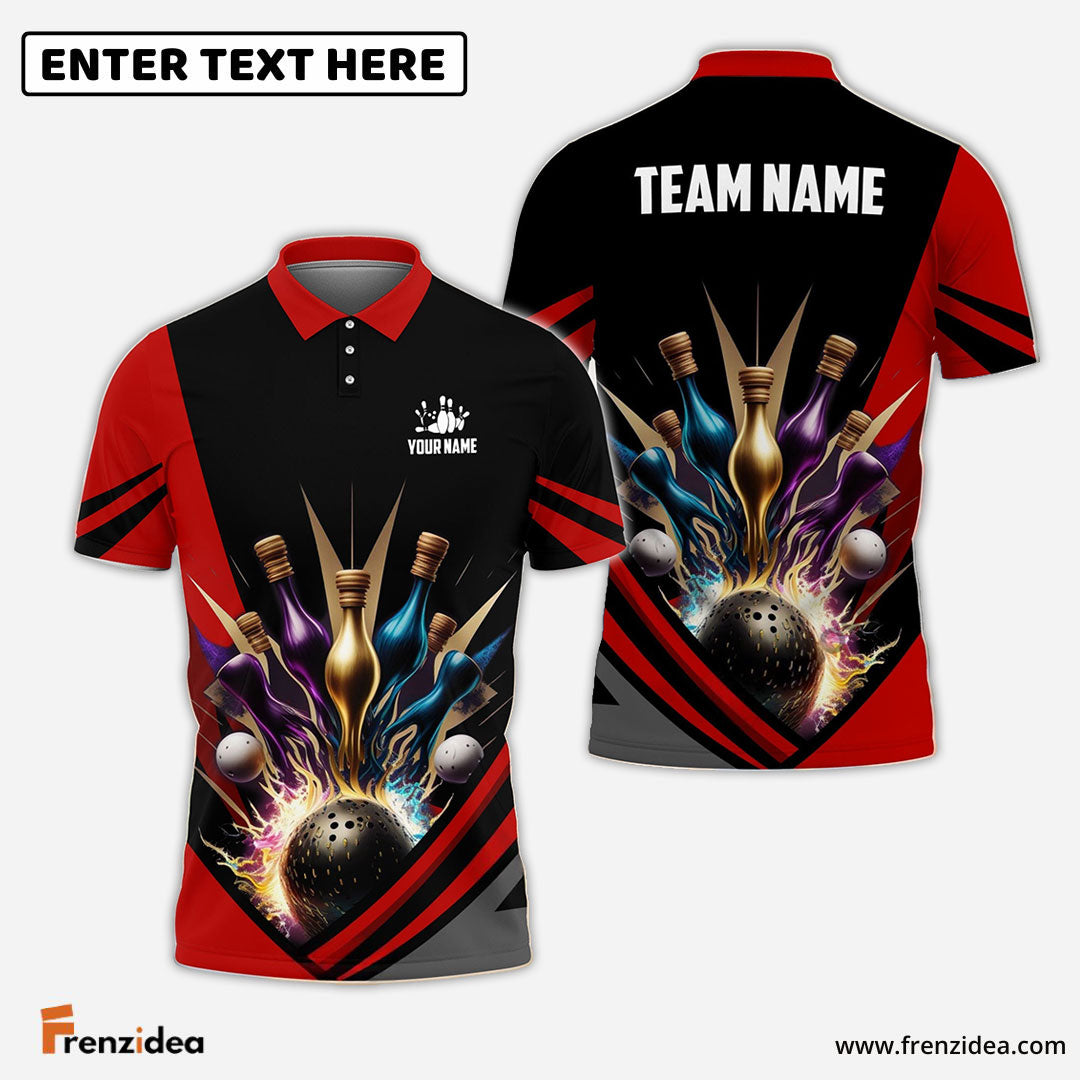 Frenzidea Bowling And Pins Winner Customized Name 3D Shirt (4 Colors)