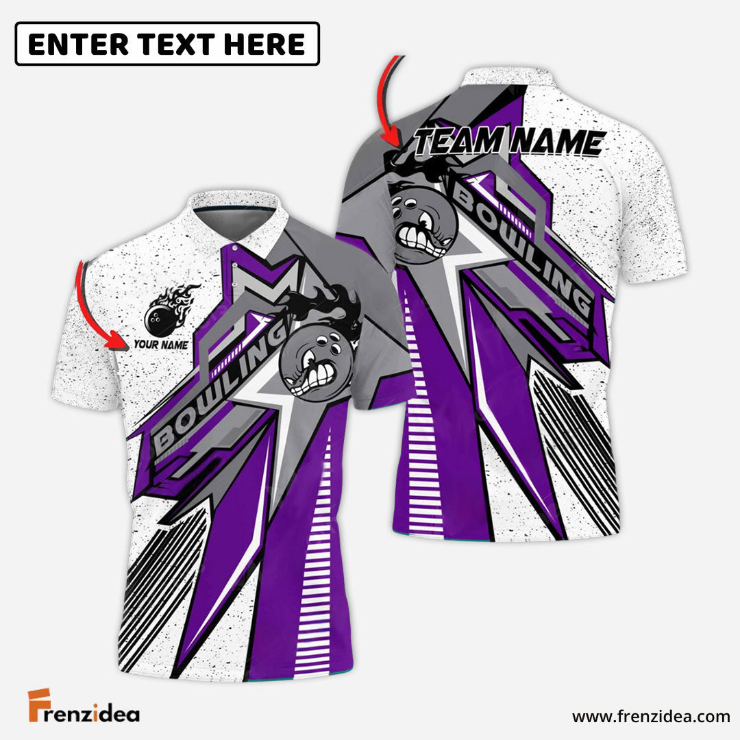 Frenzidea Bowling And Pins Mystical Moon Customized Name 3D Shirt ( 5 Colors)
