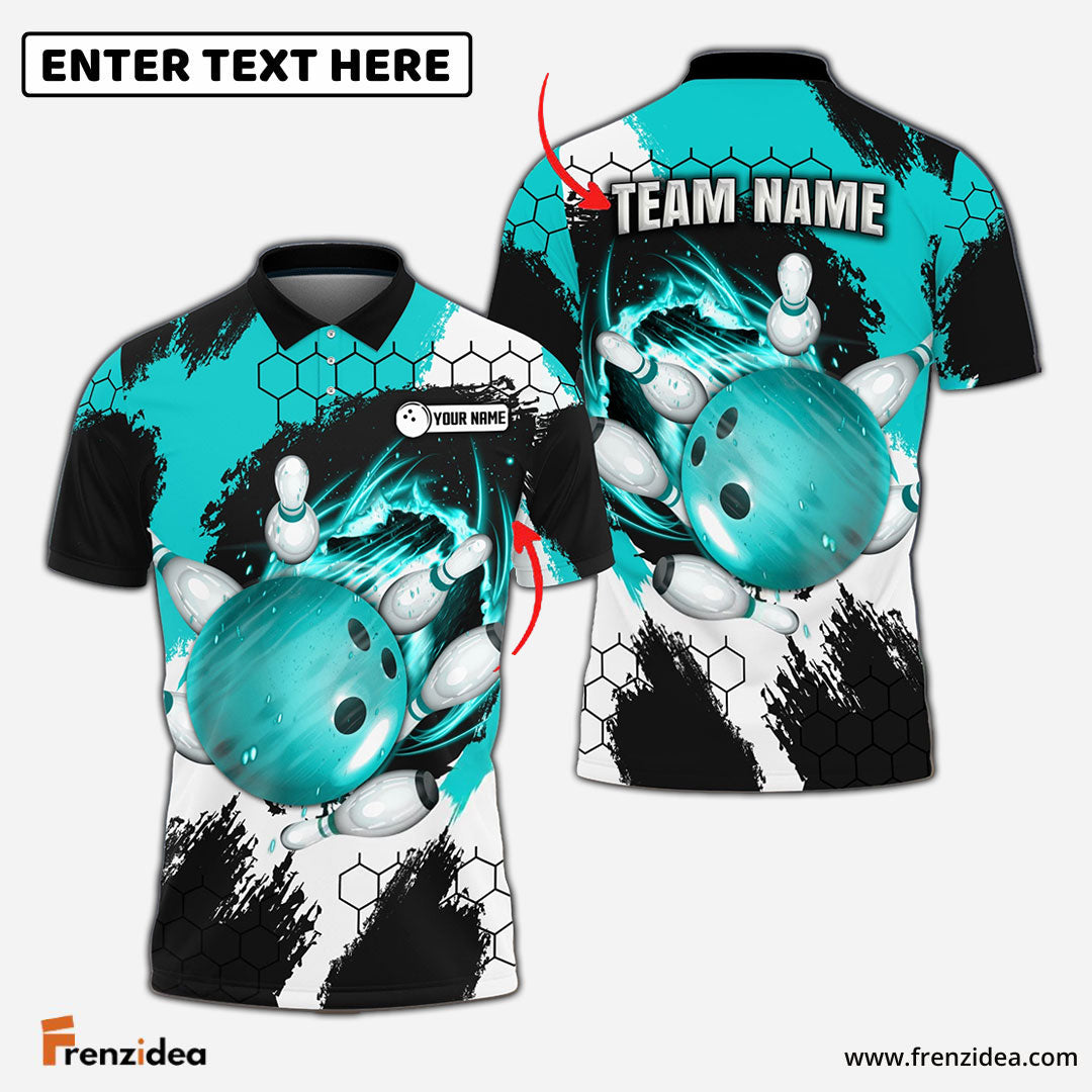 Frenzidea Bowling and Pins Colorful Break Personalized Name Team Name 3D Shirt (4 Colors)