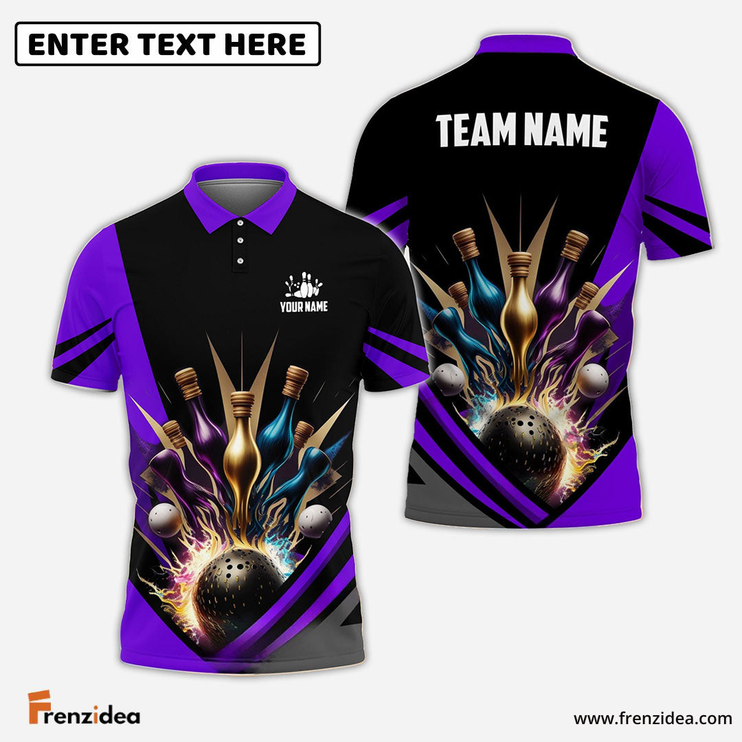 Frenzidea Bowling And Pins Winner Customized Name 3D Shirt (4 Colors)
