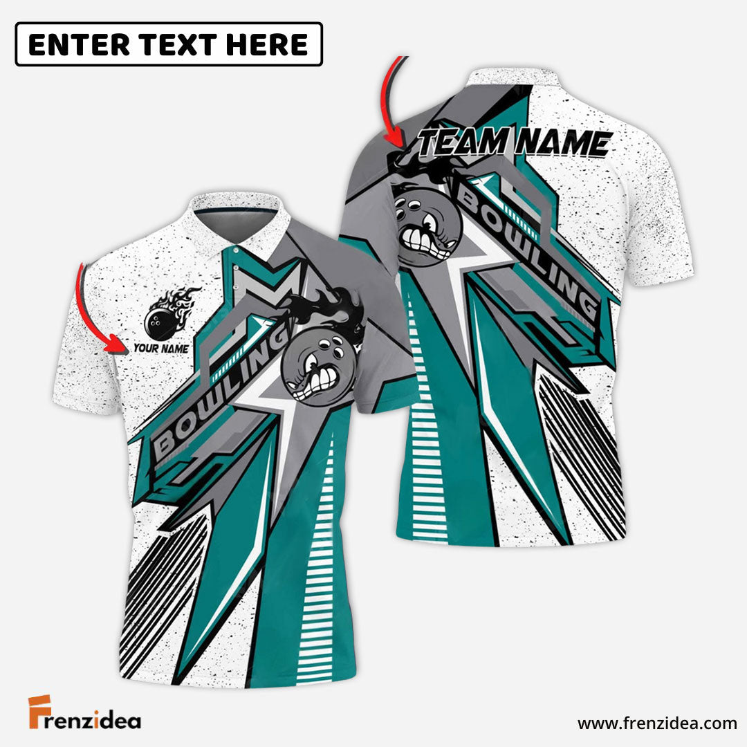 Frenzidea Bowling And Pins Mystical Moon Customized Name 3D Shirt ( 5 Colors)