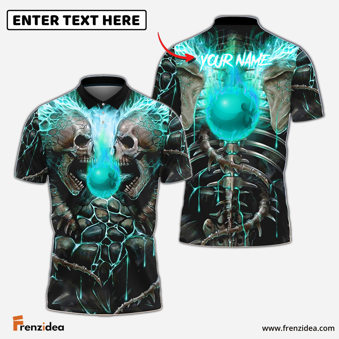 Frenzidea Bowling Ball Skull Personalized Name Team Name 3D Shirt (4 Colors)