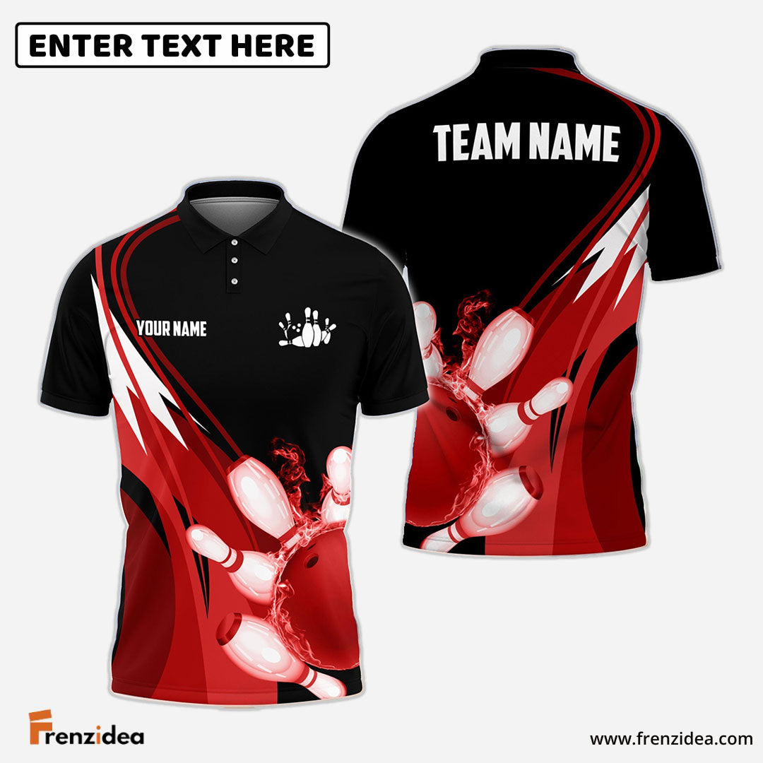 Frenzideas Bowling And Pins Vintage Fox Customized Name 3D Shirt (4 Colors)