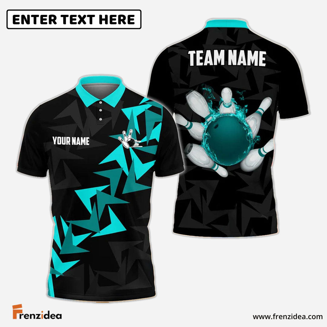 Frenzidea Bowling And Pins Fallen Leaves Pattern Customized Name 3D Shirt (4 Colors)