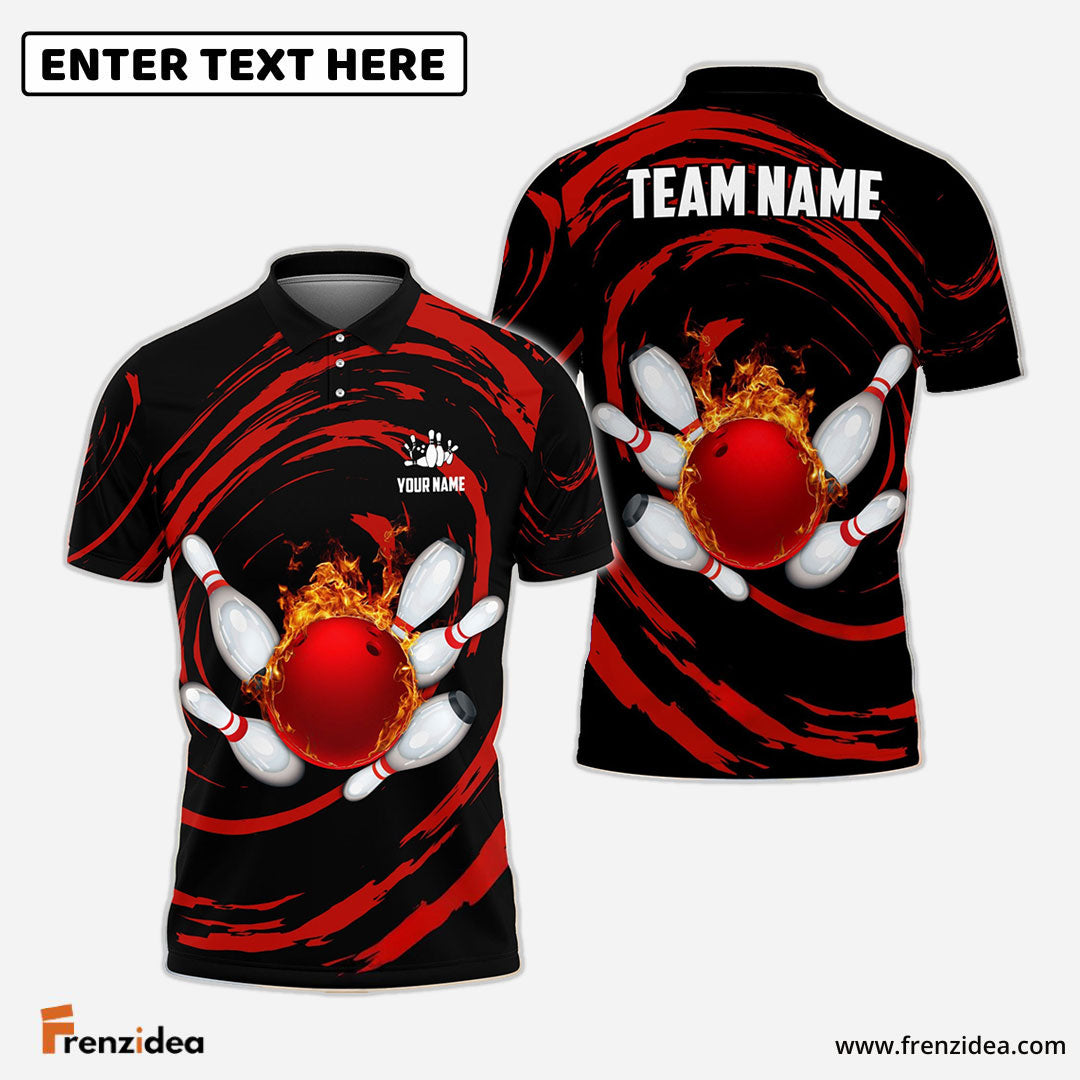 Frenzideas Bowling And Pins Wave Sea Pattern Customized Name, Team Name 3D Shirt (4 Colors)