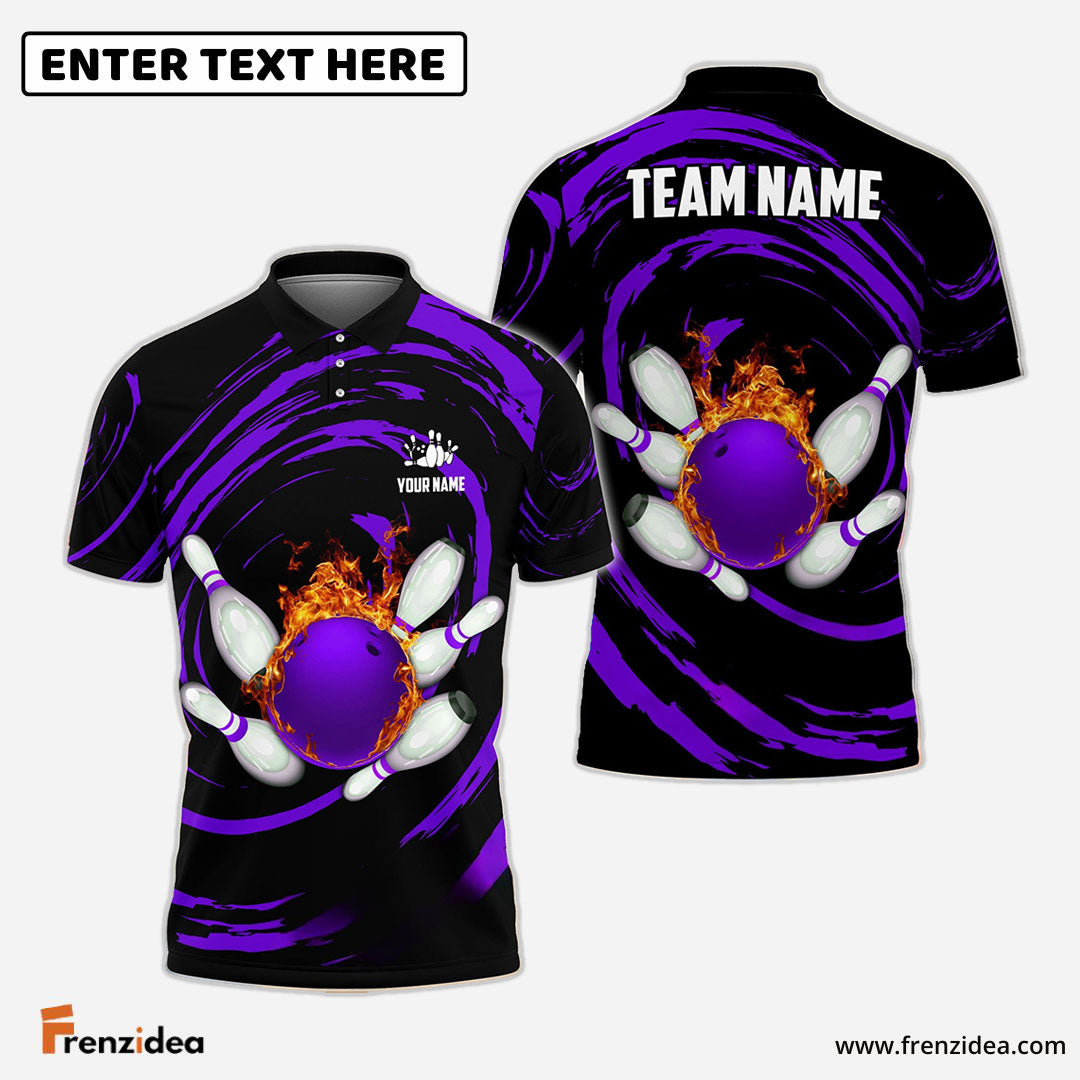 Frenzideas Bowling And Pins Wave Sea Pattern Customized Name, Team Name 3D Shirt (4 Colors)