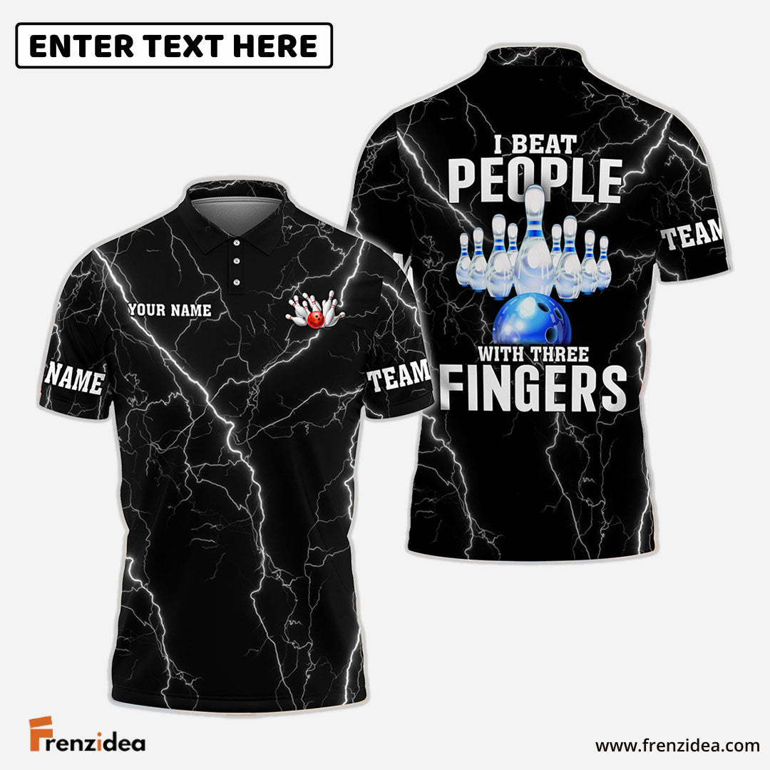 Frenzideas Bowling And Pins I Beat People Customized Name, Team Name 3D Shirt (4 Colors)