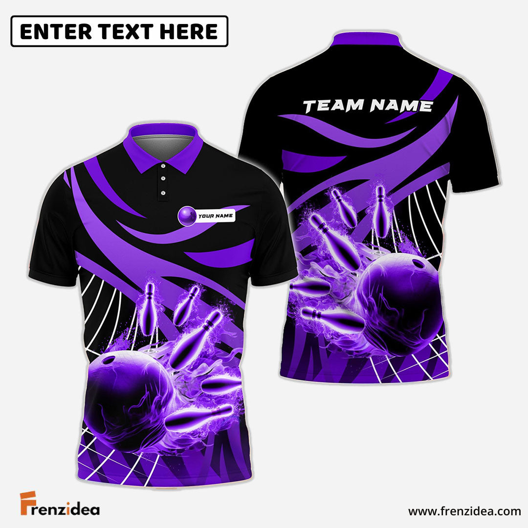 Frenzideas Bowling And Pins Broken Pattern Customized Name, Team Name 3D Shirt (4 Colors)