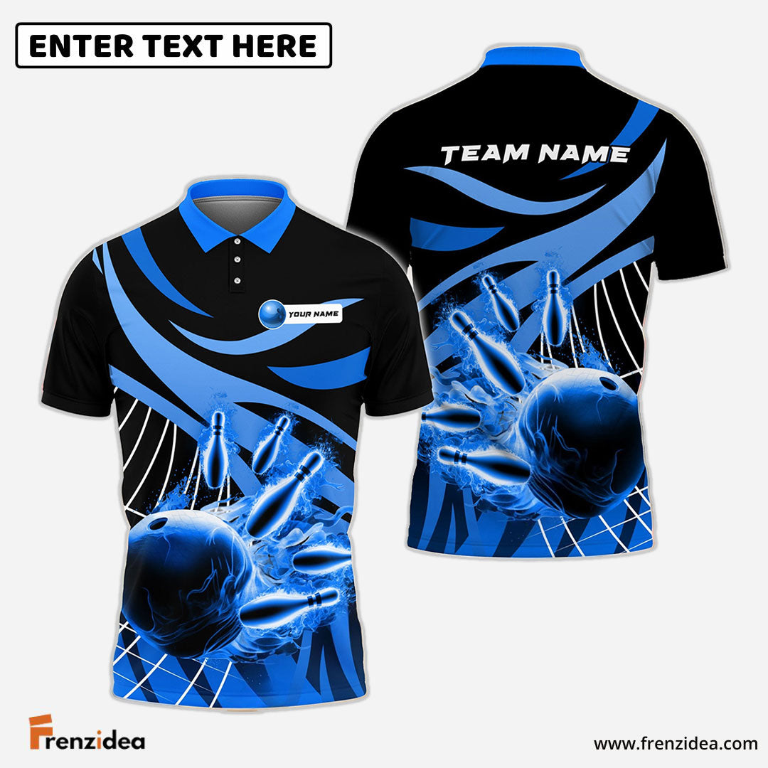 Frenzideas Bowling And Pins Broken Pattern Customized Name, Team Name 3D Shirt (4 Colors)