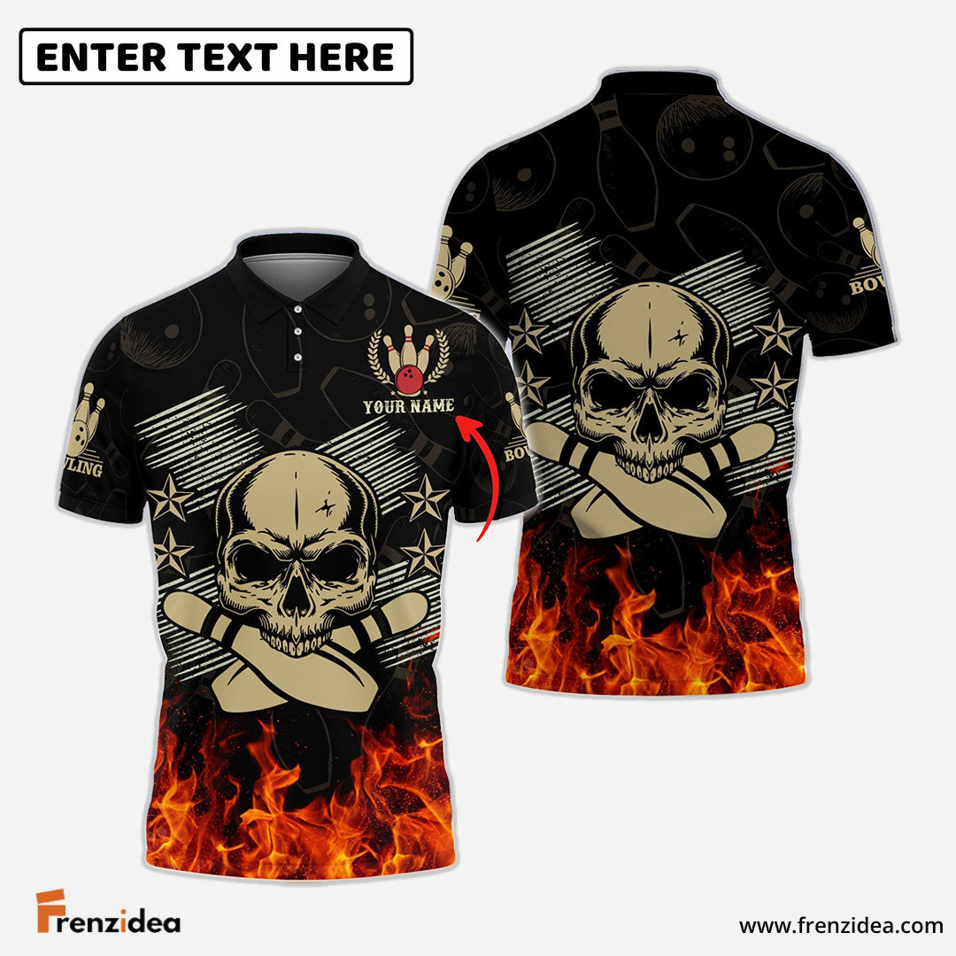 Frenzidea Skull Bowling Ball Personalized Name 3D Shirt