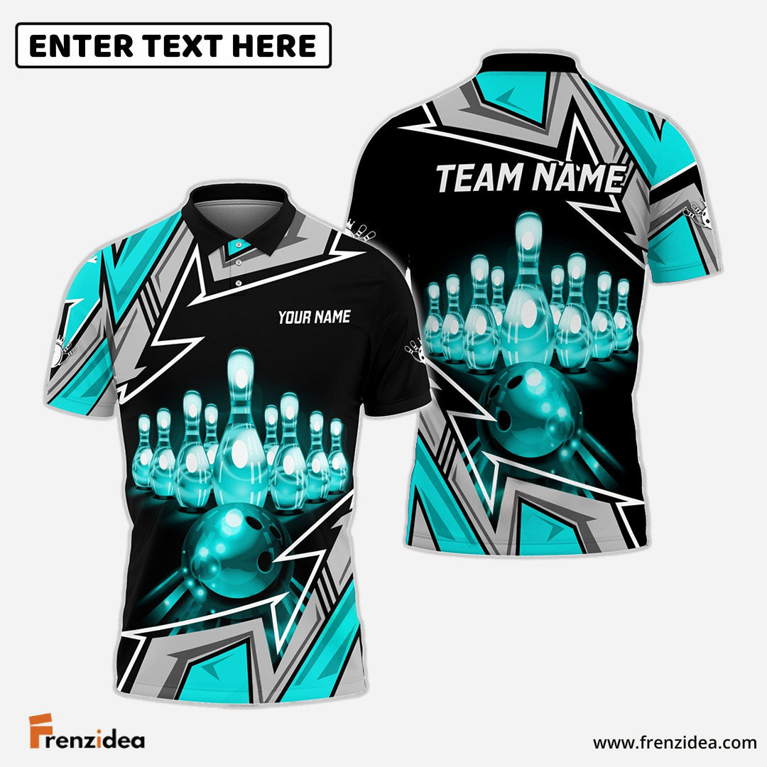 Frenzidea Bowling And Pins Premium Super Customized Name 3D Shirt (4 Colors)