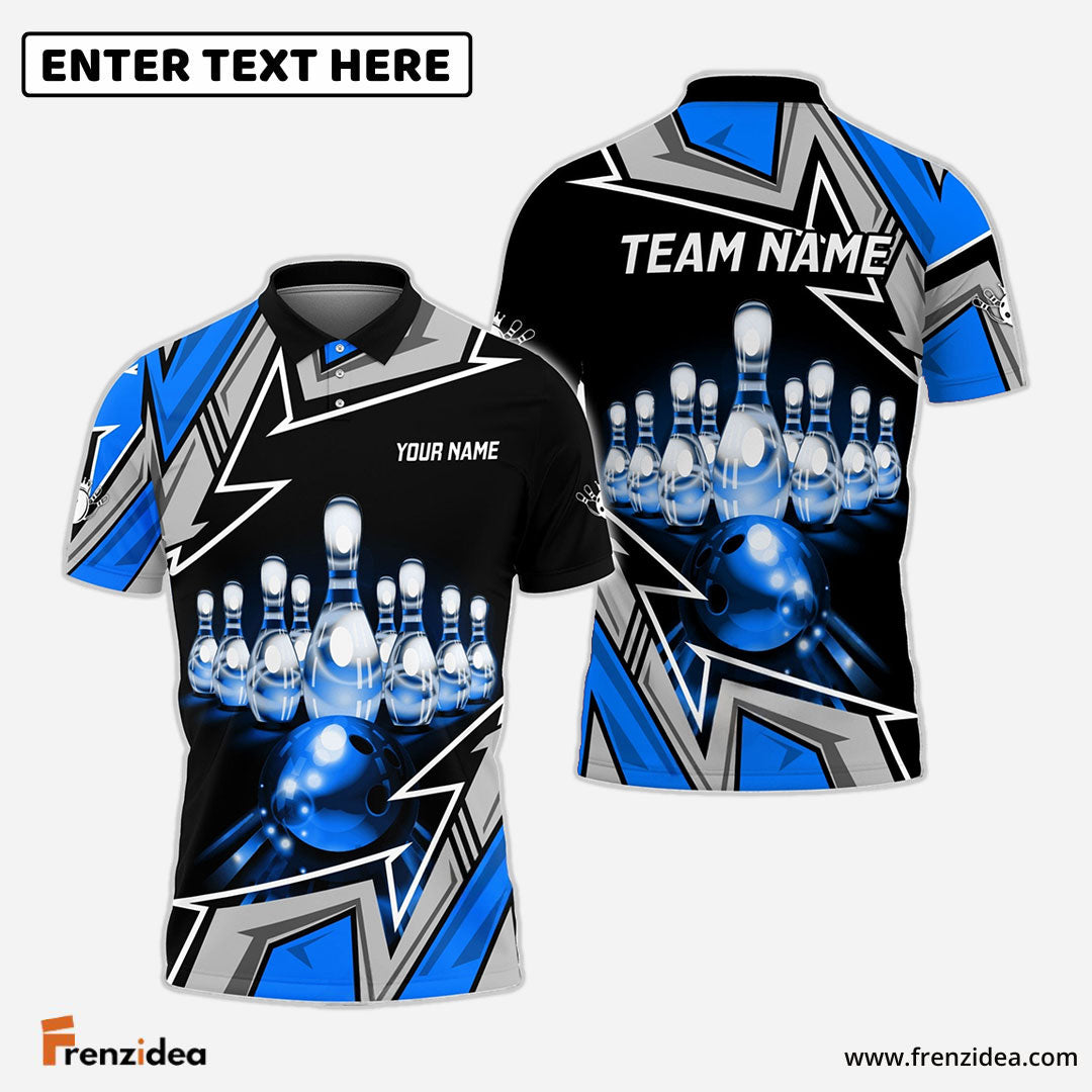 Frenzidea Bowling And Pins Premium Super Customized Name 3D Shirt (4 Colors)