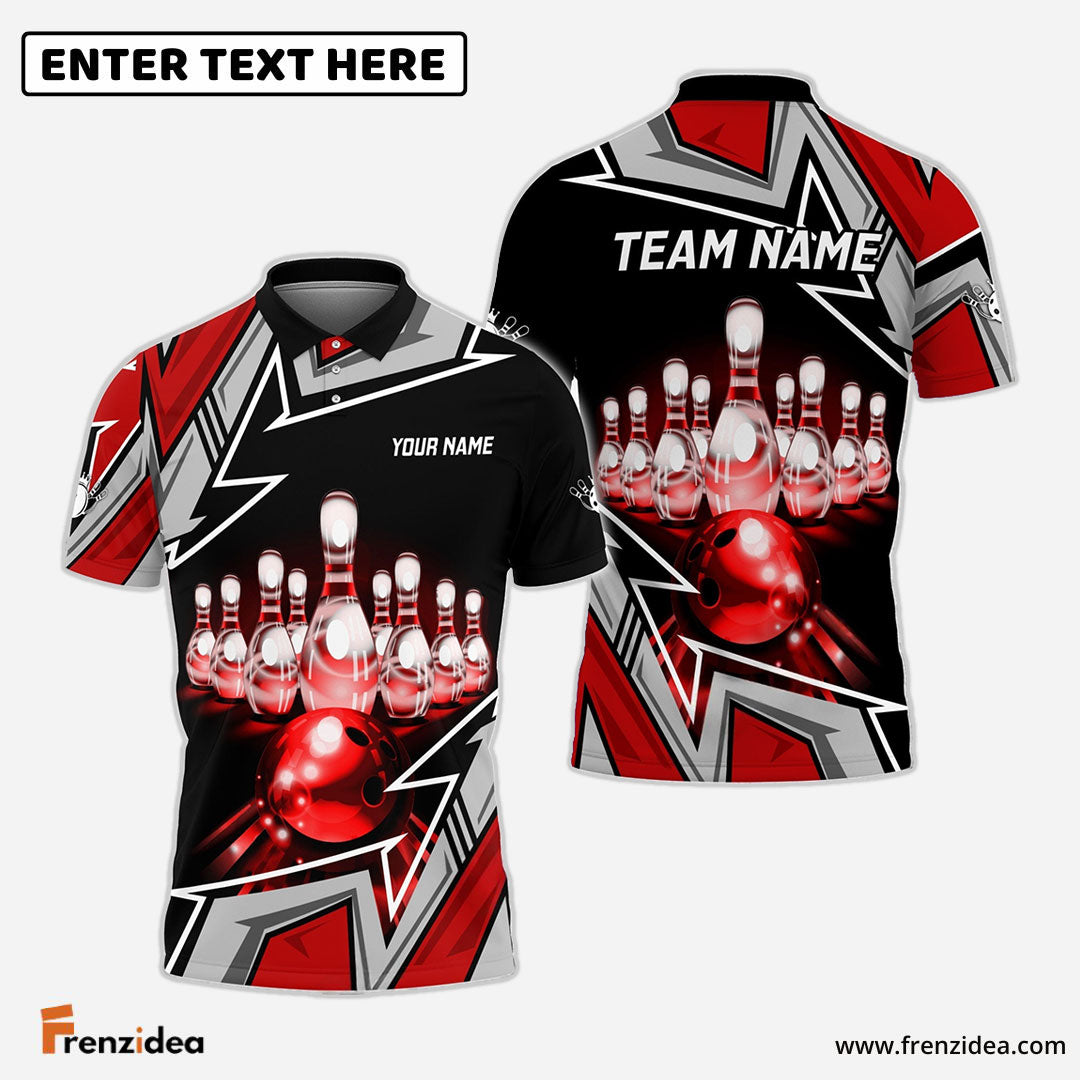 Frenzidea Bowling And Pins Premium Super Customized Name 3D Shirt (4 Colors)