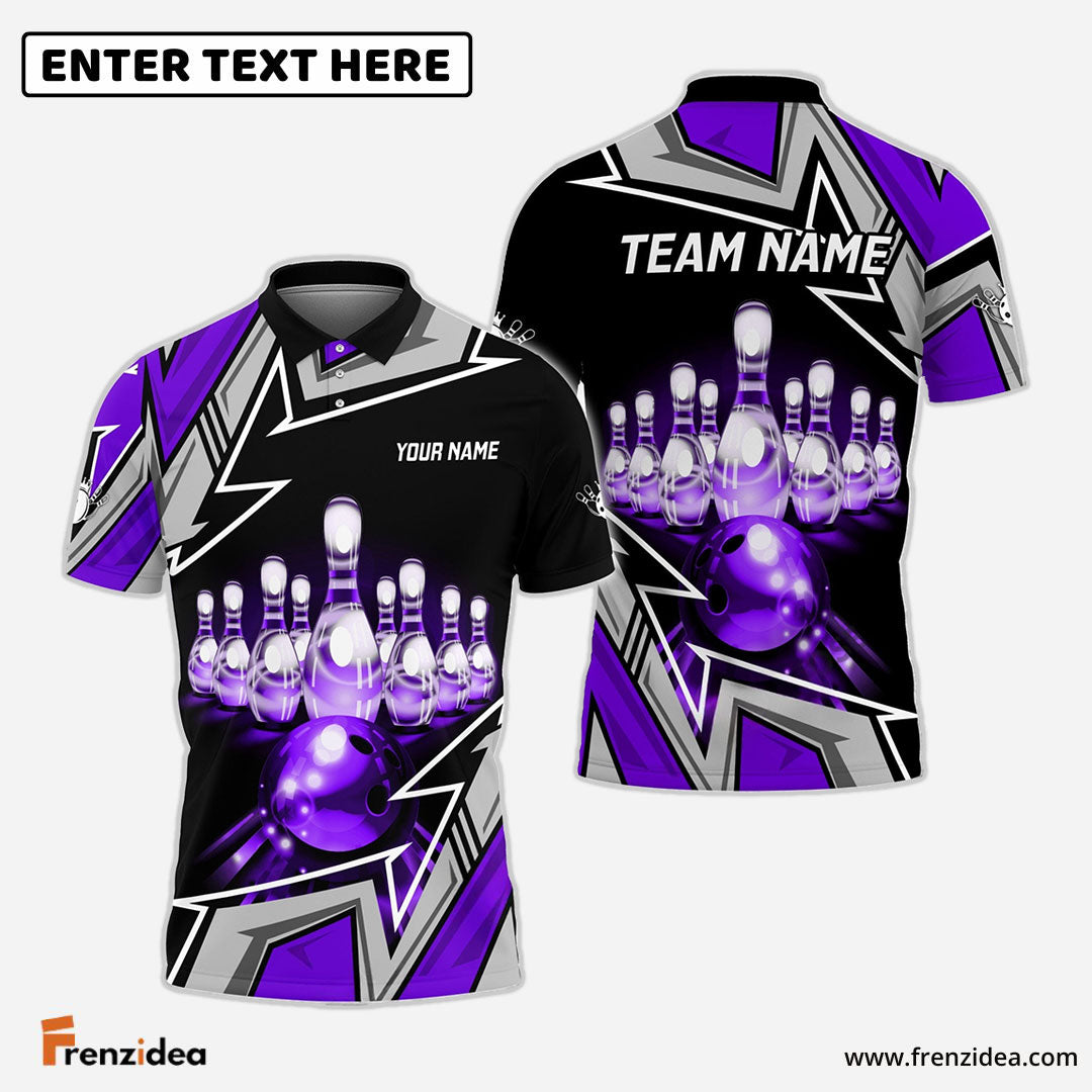 Frenzidea Bowling And Pins Premium Super Customized Name 3D Shirt (4 Colors)