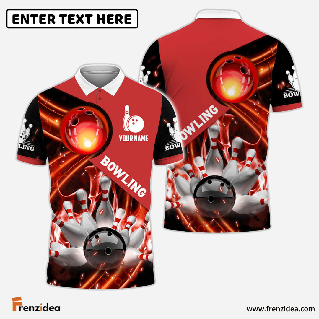 Frenzidea Bowling Ball In Fire Personalized Name Team Name 3D Shirt