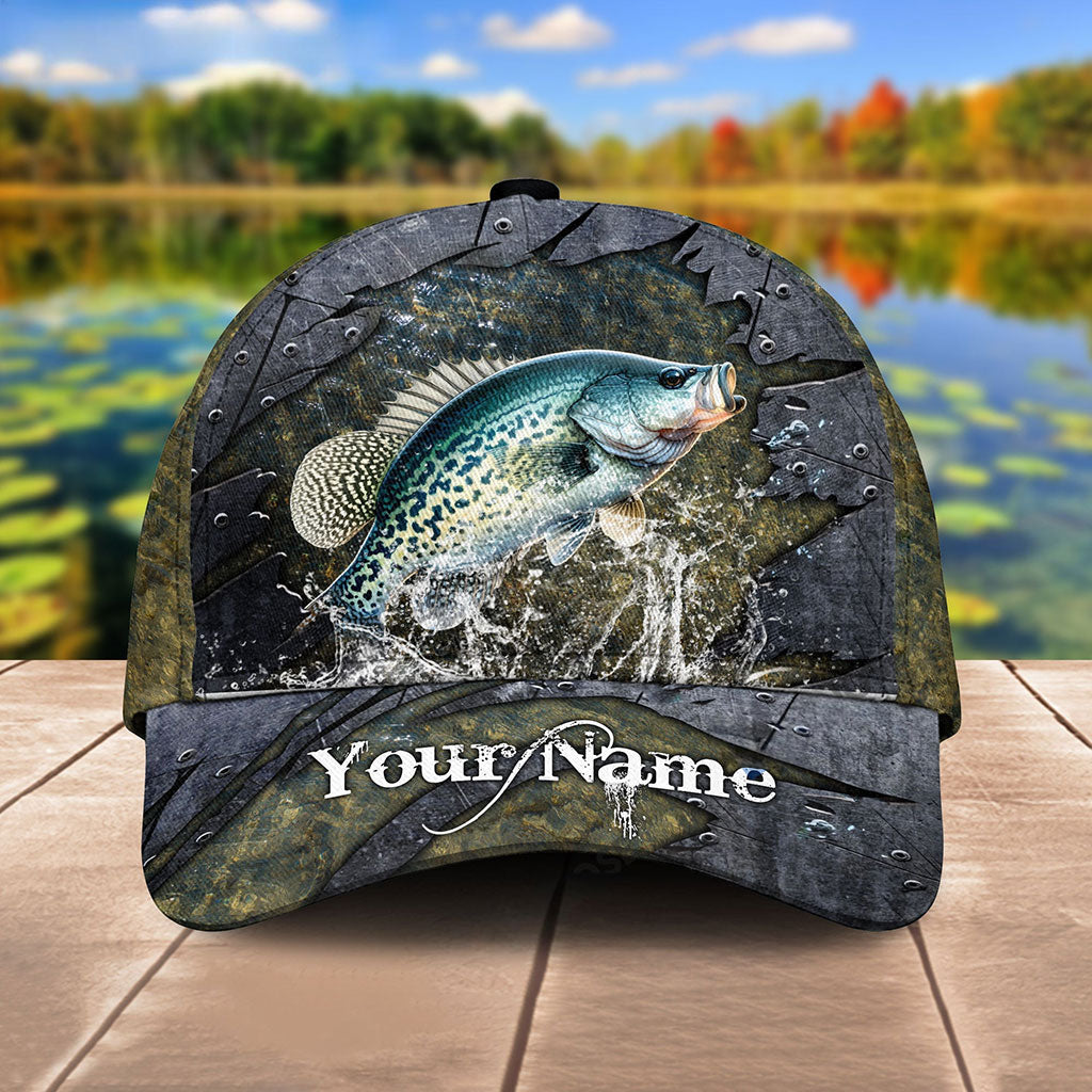 Frenzidea Personalized Crappie Fishing Metal Pattern Cap