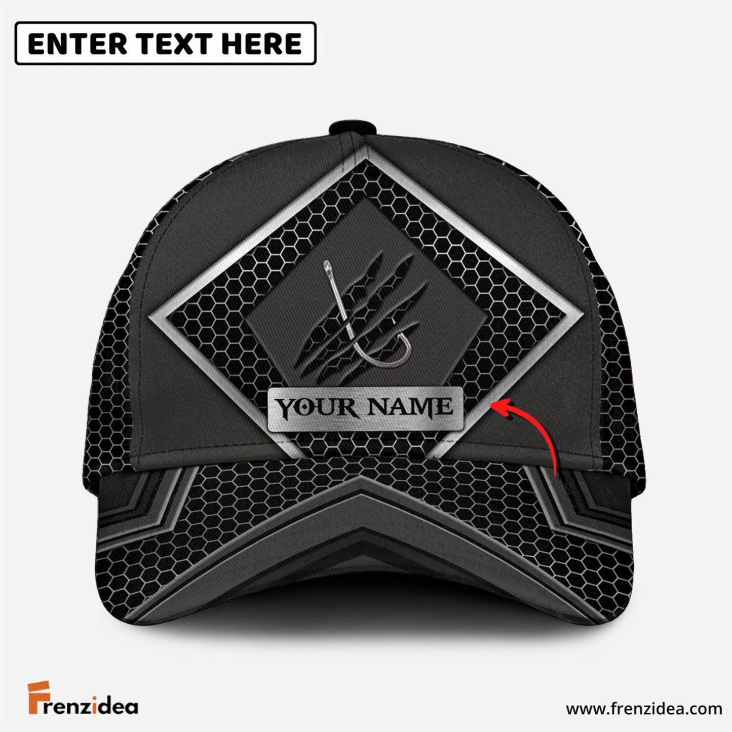 Frenzidea Personalized Black Fishing Cap