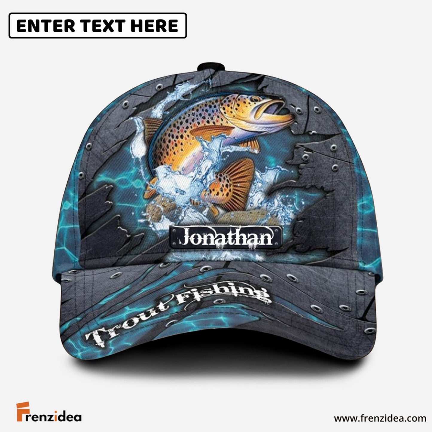 Frenzidea Personalized Fishing Blue Cap