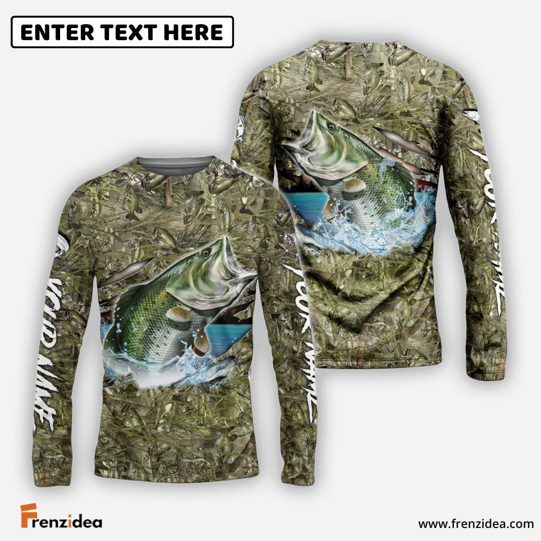 Frenzidea Bass Fish Camouflage Fishing Custom Name Shirts