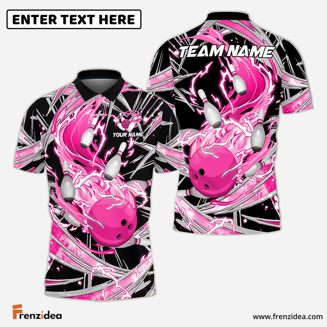 Frenzidea Bowling And Pins Flame Thunder Wind AuraCustomized Name 3D Shirt (4 Colors)