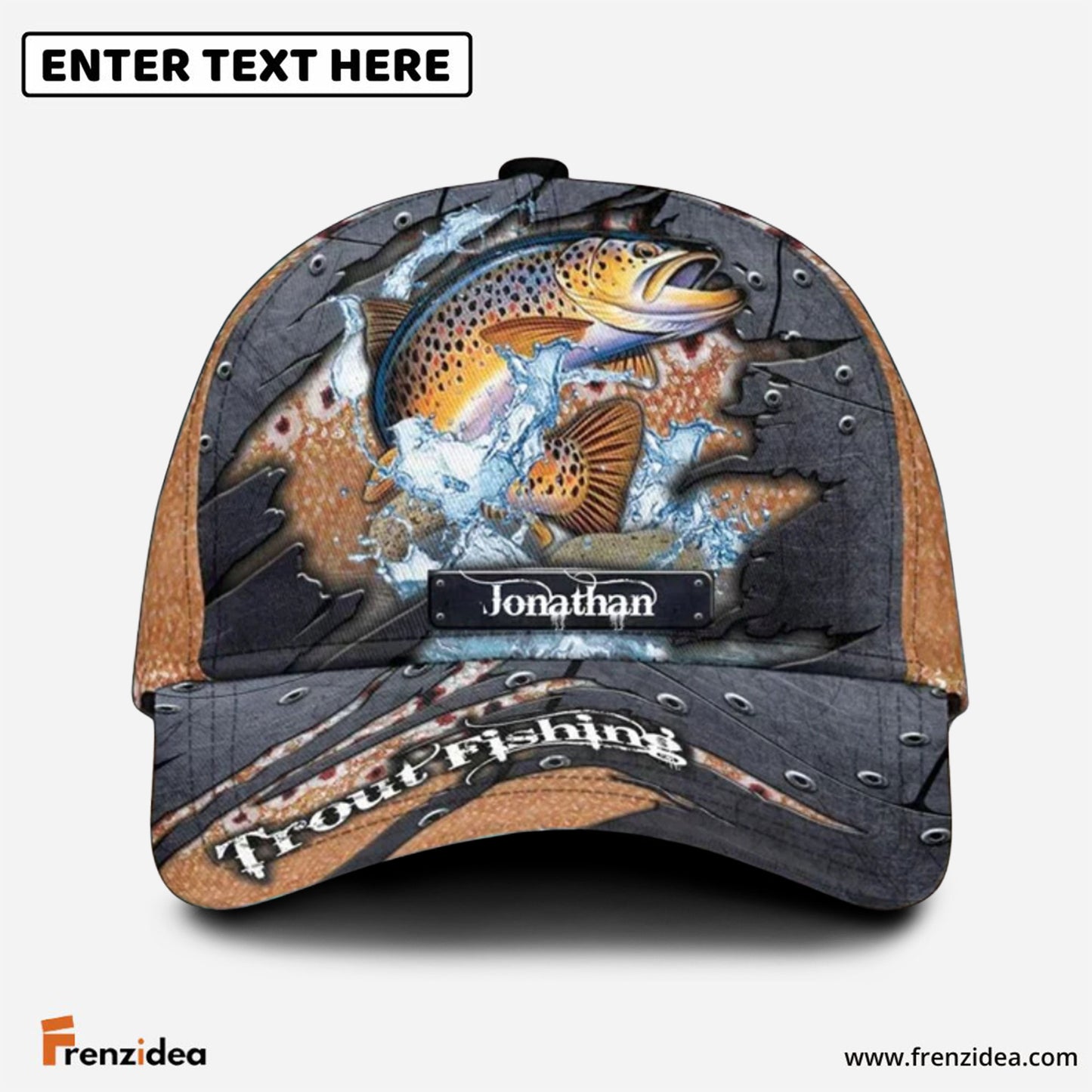 Frenzidea Personalized Trout Fishing O&G Cap