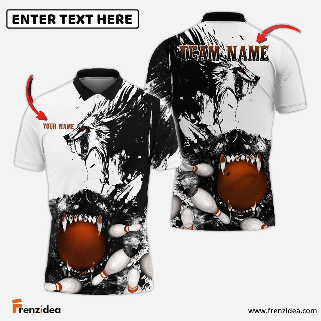 Frenzidea Bowling And Pins Bloodthirsty Old Wolf Customized Name 3D Shirt (4 Colors)