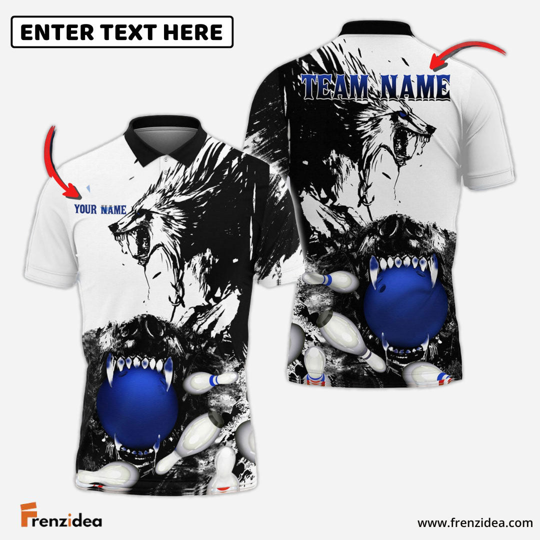 Frenzidea Bowling And Pins Bloodthirsty Old Wolf Customized Name 3D Shirt (4 Colors)