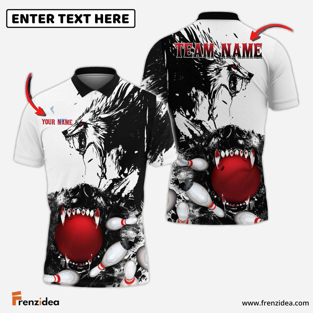Frenzidea Bowling And Pins Bloodthirsty Old Wolf Customized Name 3D Shirt (4 Colors)