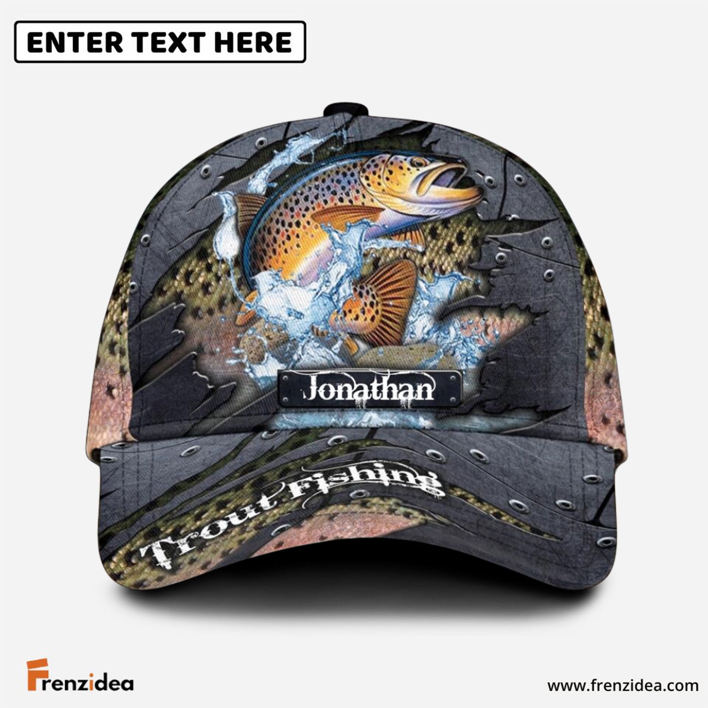 Frenzidea Personalized Trout Fishing G&G Cap