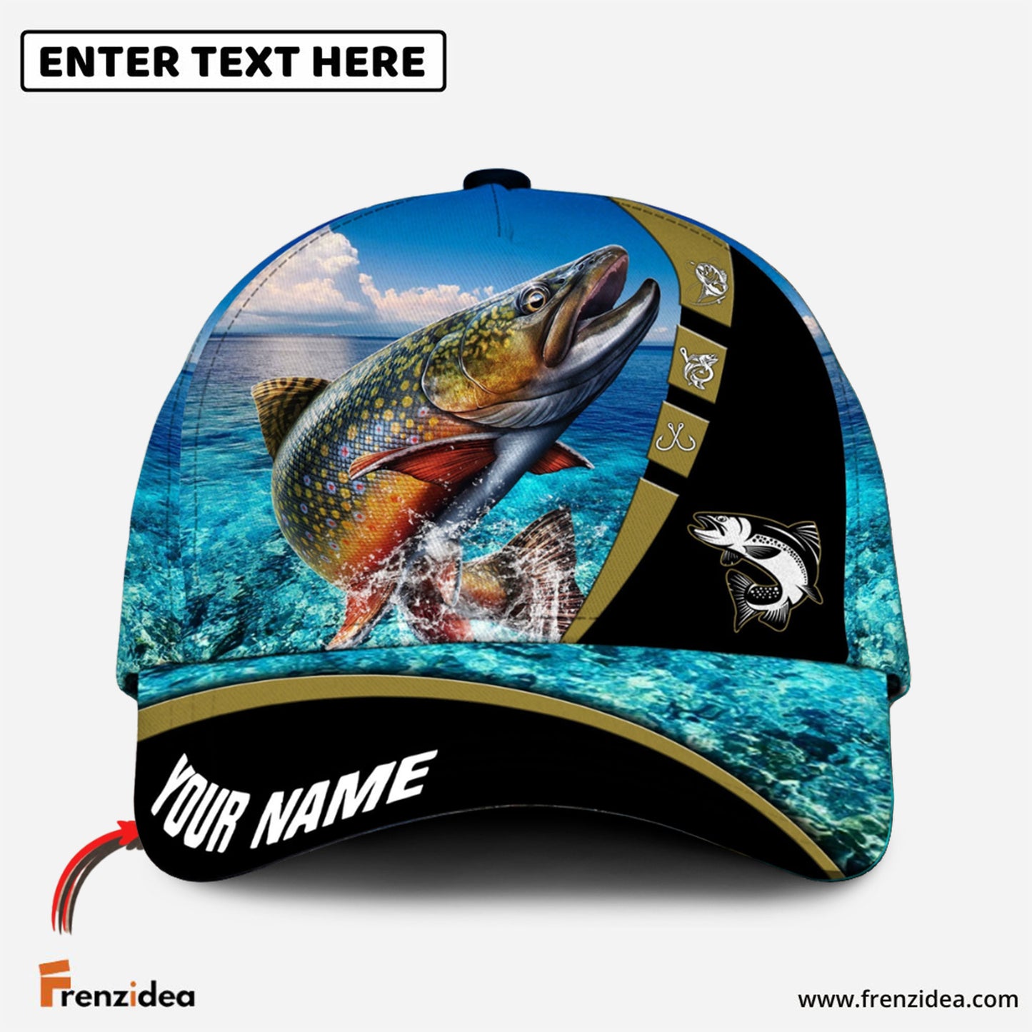 Frenzidea Personalized Cool Trout Fishing Blue Cap