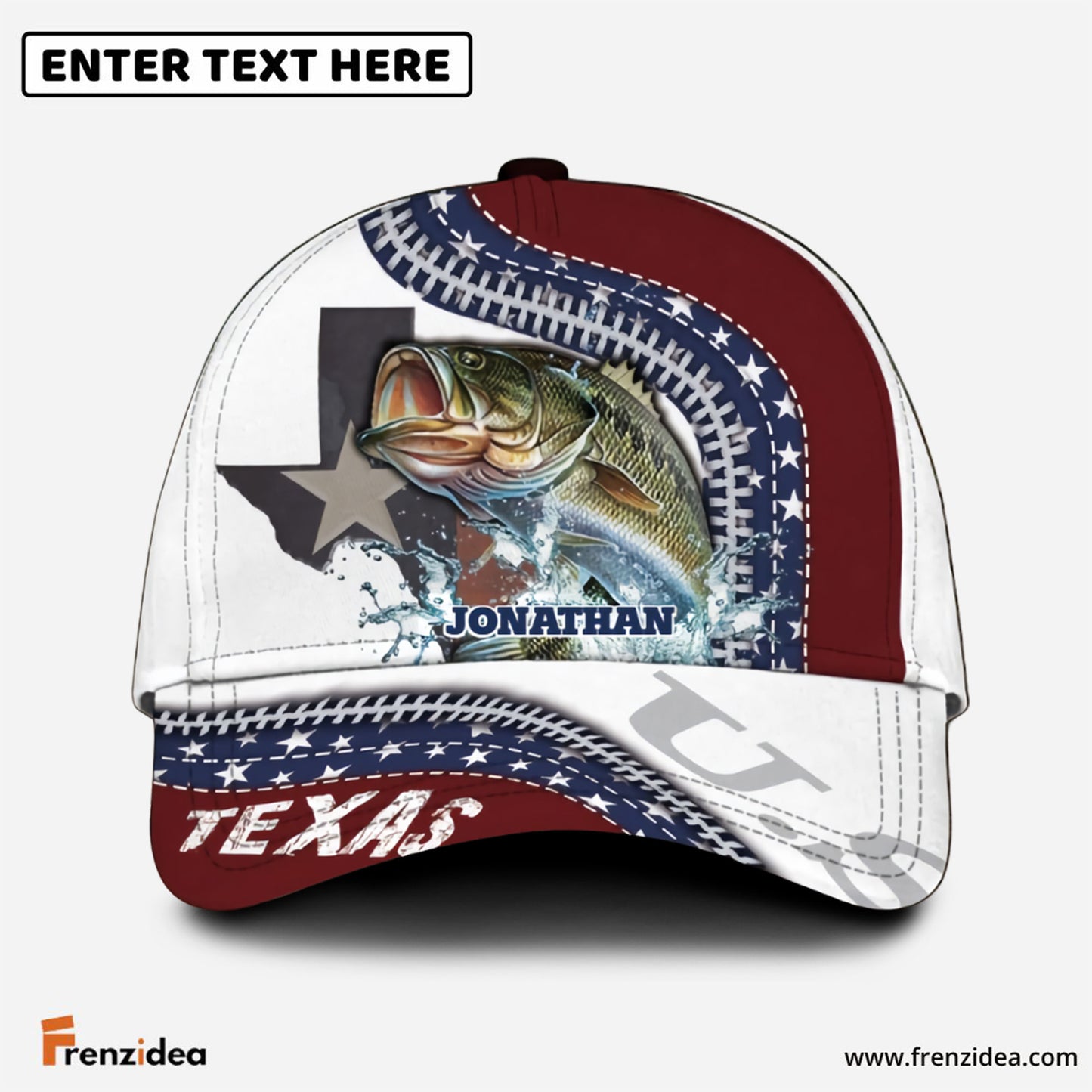 Frenzidea Personalized Texas Fishing US Cap