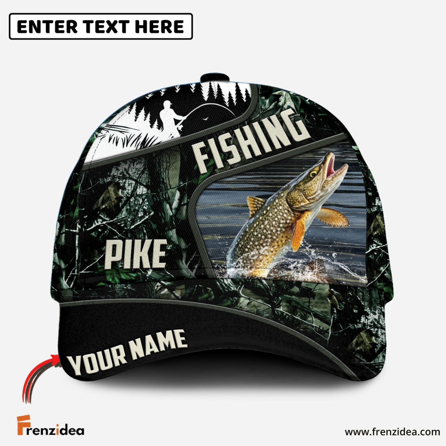 Frenzidea Green Fresh Water Personalized Fishing Classic Cap